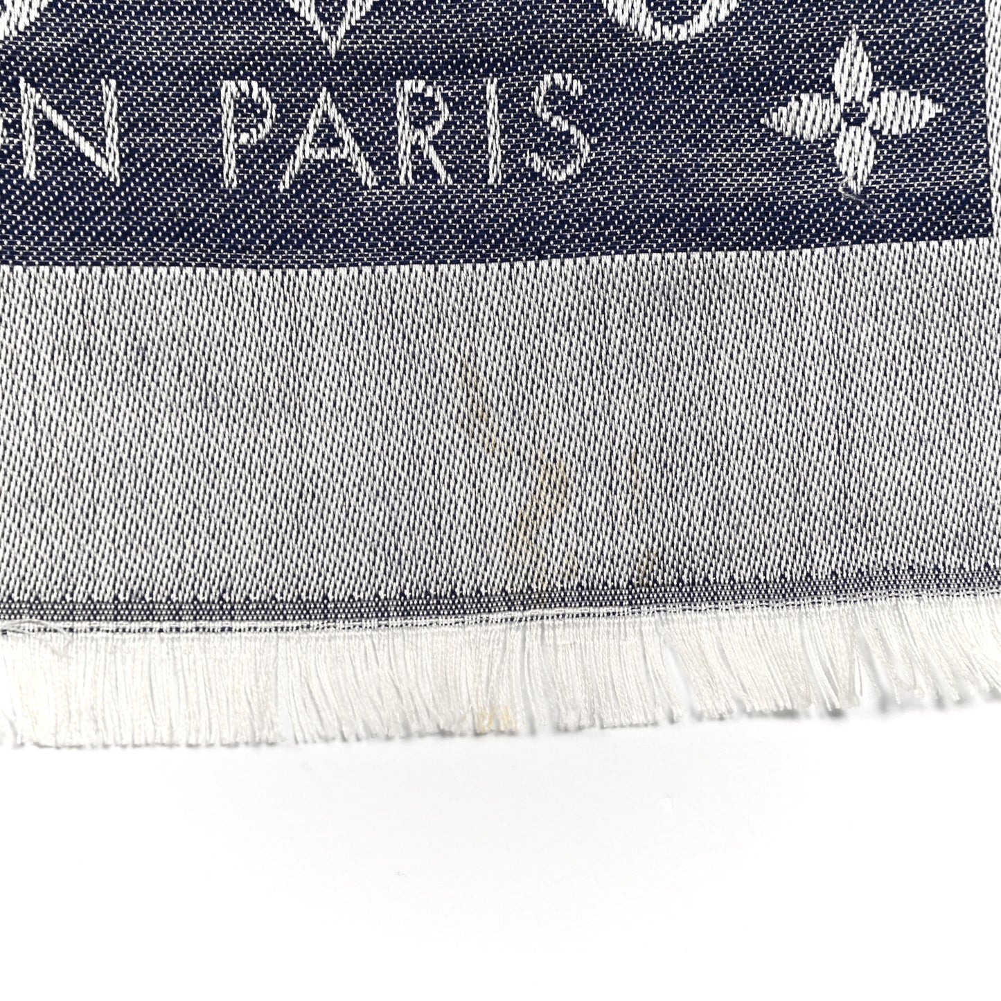 Silk Wool Monogram Denim Shawl Blue