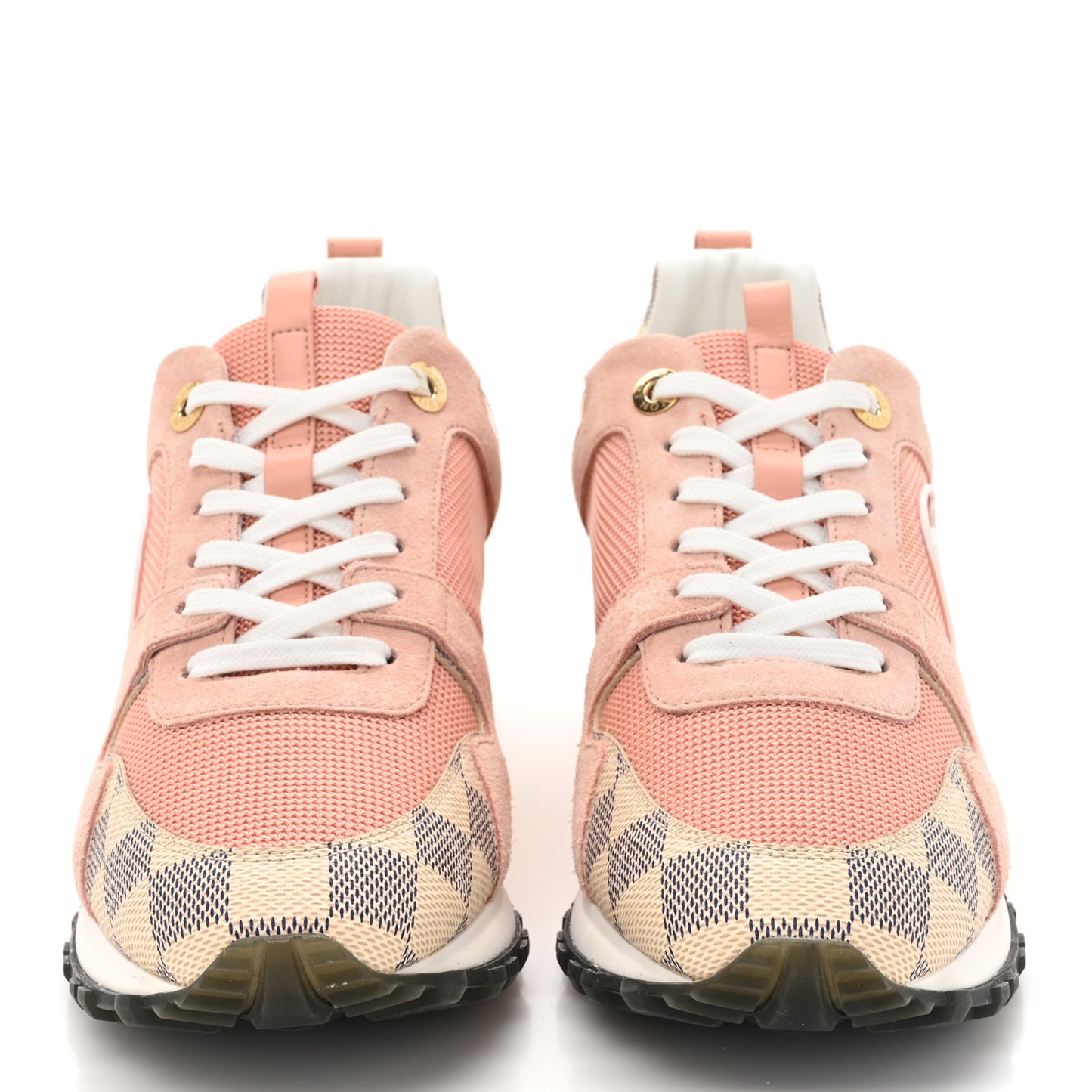 Suede Damier Azur Run Away Sneakers 38 Pink