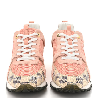 Louis Vuitton Suede Damier Azur Run Away Sneakers 38 Pink 2 of 9