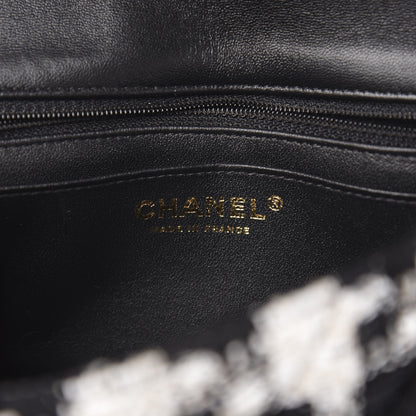 Chanel Tweed Quilted Mini Rectangular Flap Black Ecru White 5 of 10