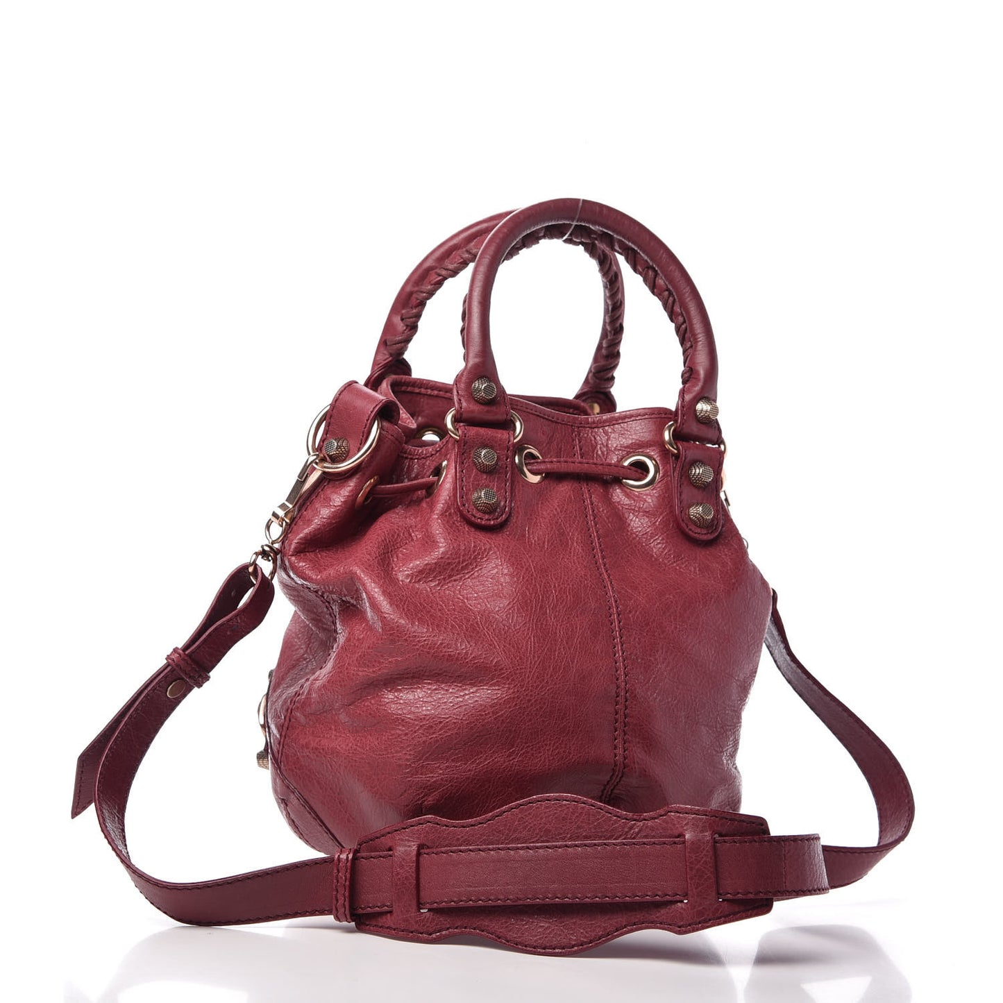Agneau Giant 12 Rose Gold Hardware Mini Pompon Cassis