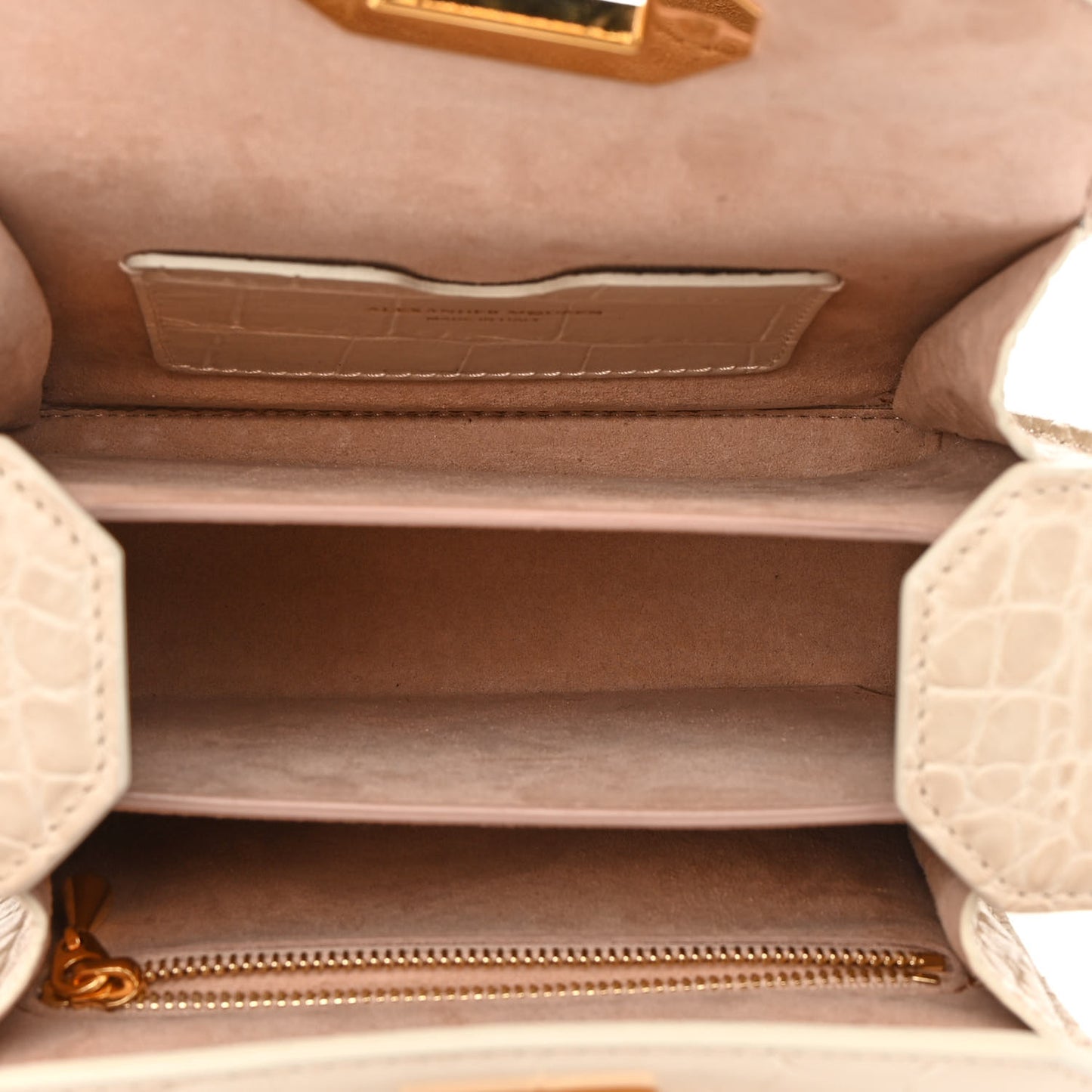 Calfskin Crocodile Embossed Box Shoulder Bag 16 Cream