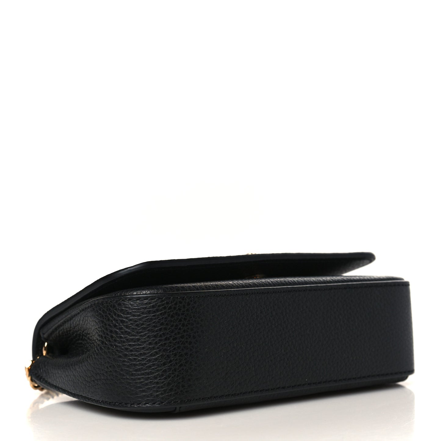 Grainy Calfskin Virtus V Mini Wallet Chain Crossbody Black