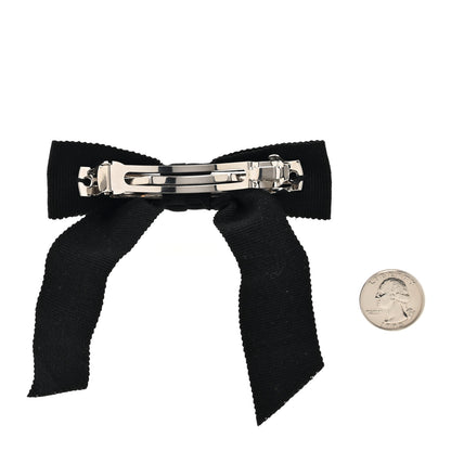 Chanel Grosgrain Bow CC Hair Clip Black 2 of 4