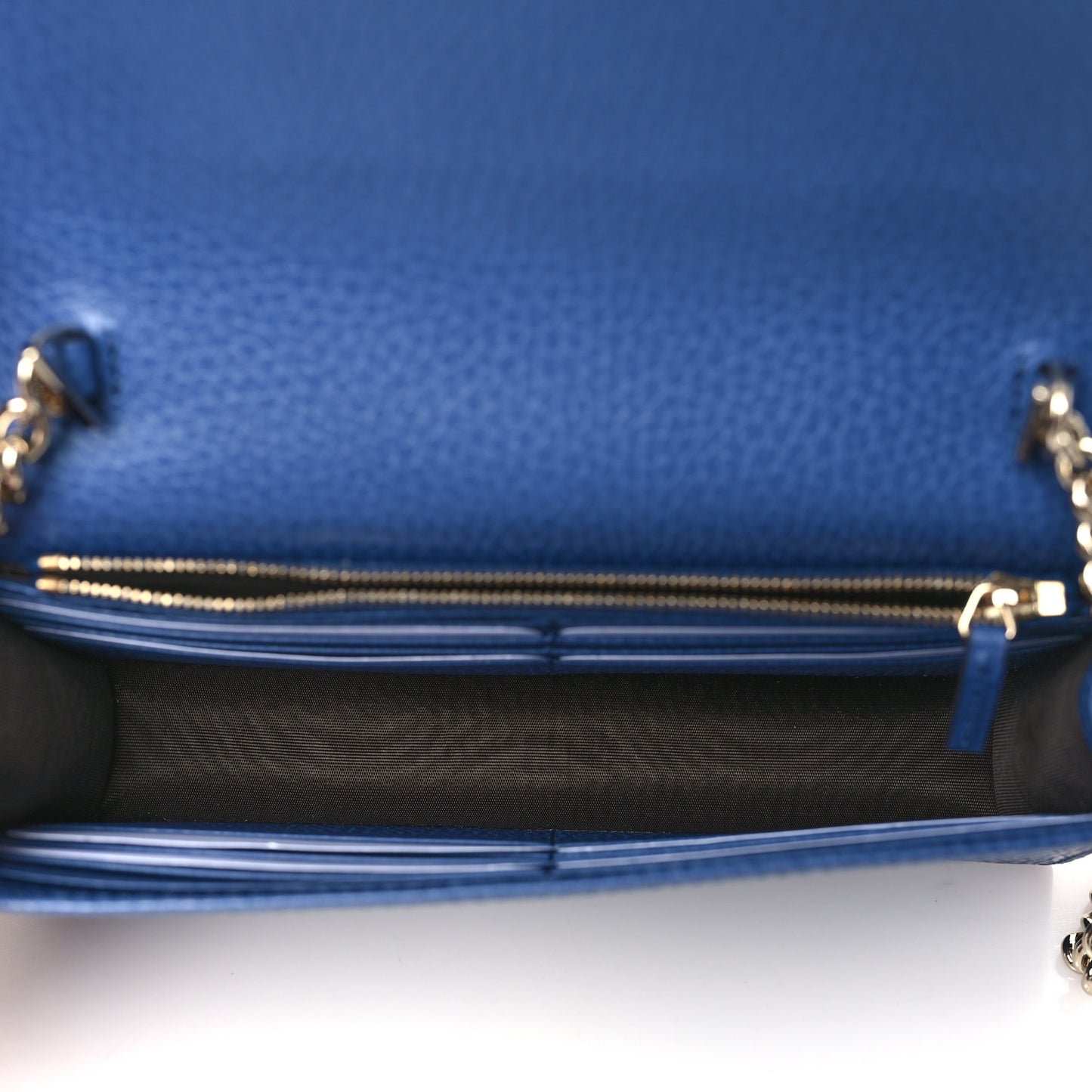 Dollar Calfskin Interlocking G Chain Wallet Caspian