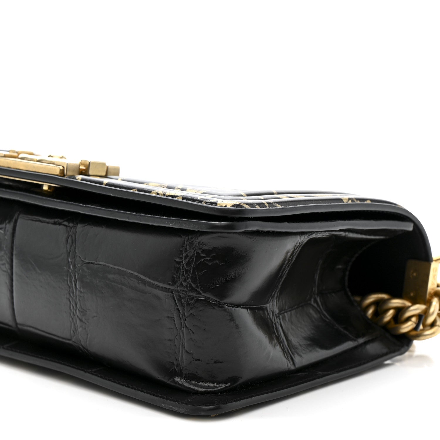Chanel Calfskin Crocodile Embossed Graffiti Cocodile Medium Boy Flap Black 10 of 11