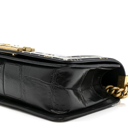 Chanel Calfskin Crocodile Embossed Graffiti Cocodile Medium Boy Flap Black 10 of 11
