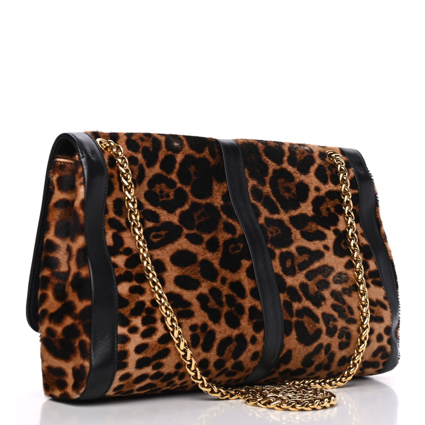 Pony Hair Leopard Print Sweet Charity Shoulder Bag Black
