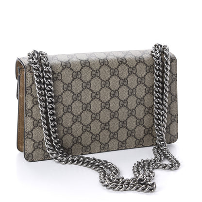 Gucci GG Supreme Monogram Suede Crystal Small Dionysus Shoulder Bag Beige Ebony Taupe 2 of 10