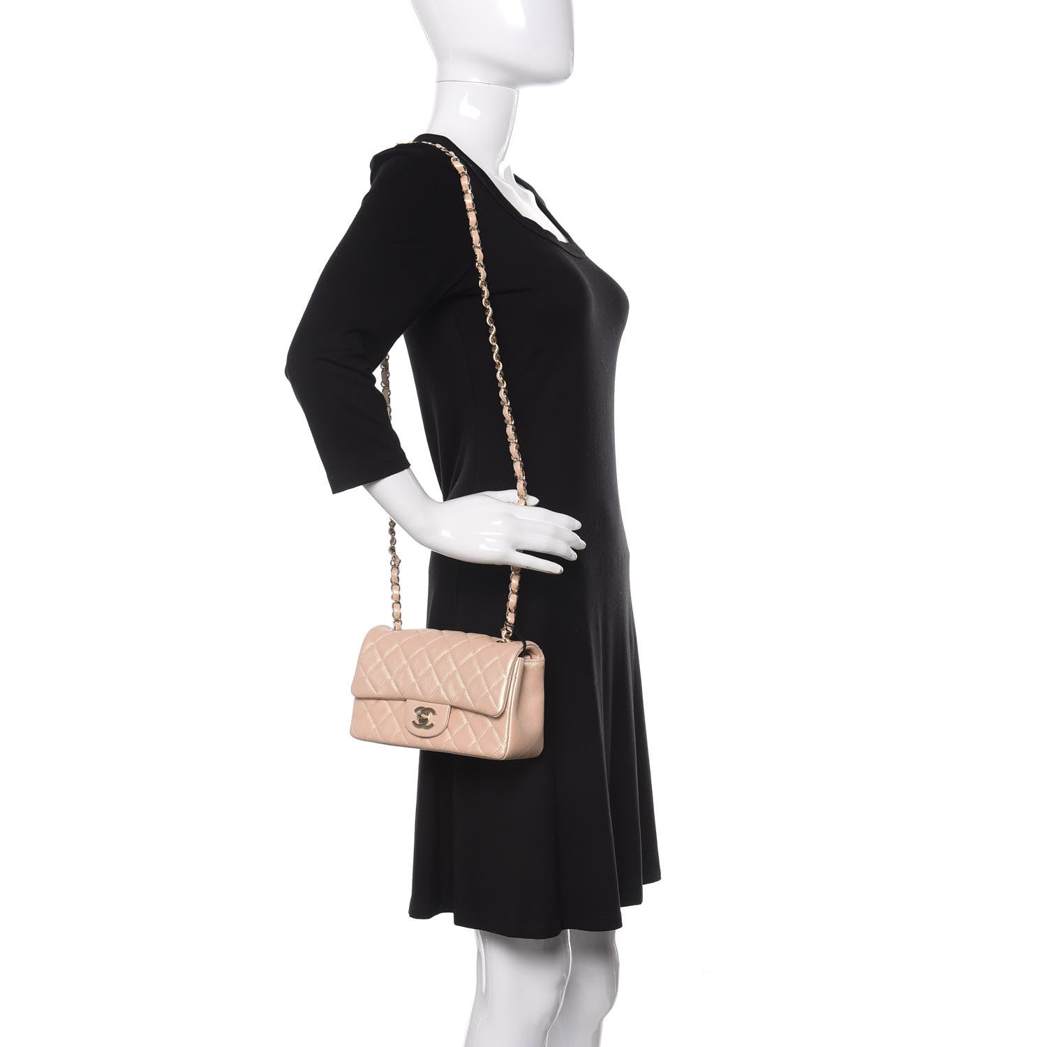 Chanel Iridescent Calfskin Quilted Mini Rectangular Flap Beige 2 of 10