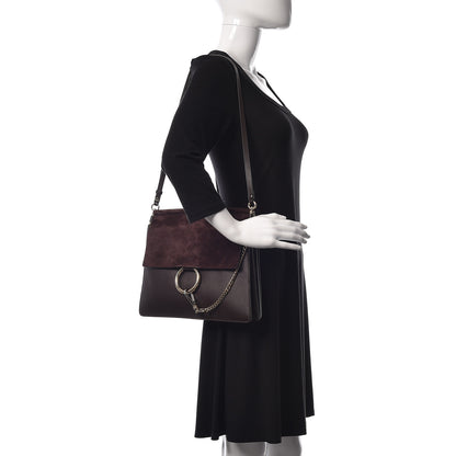 Chloe Calfskin Suede Medium Faye Shoulder Bag Carbon Brown 2 of 10