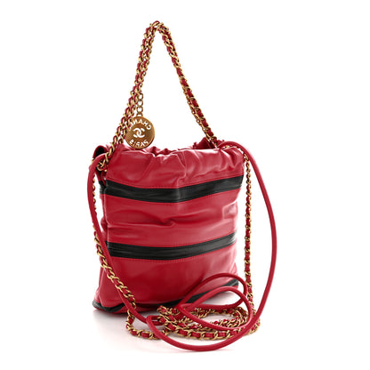 Chanel Shiny Calfskin Striped Mini Chanel 22 Red Black 3 of 11