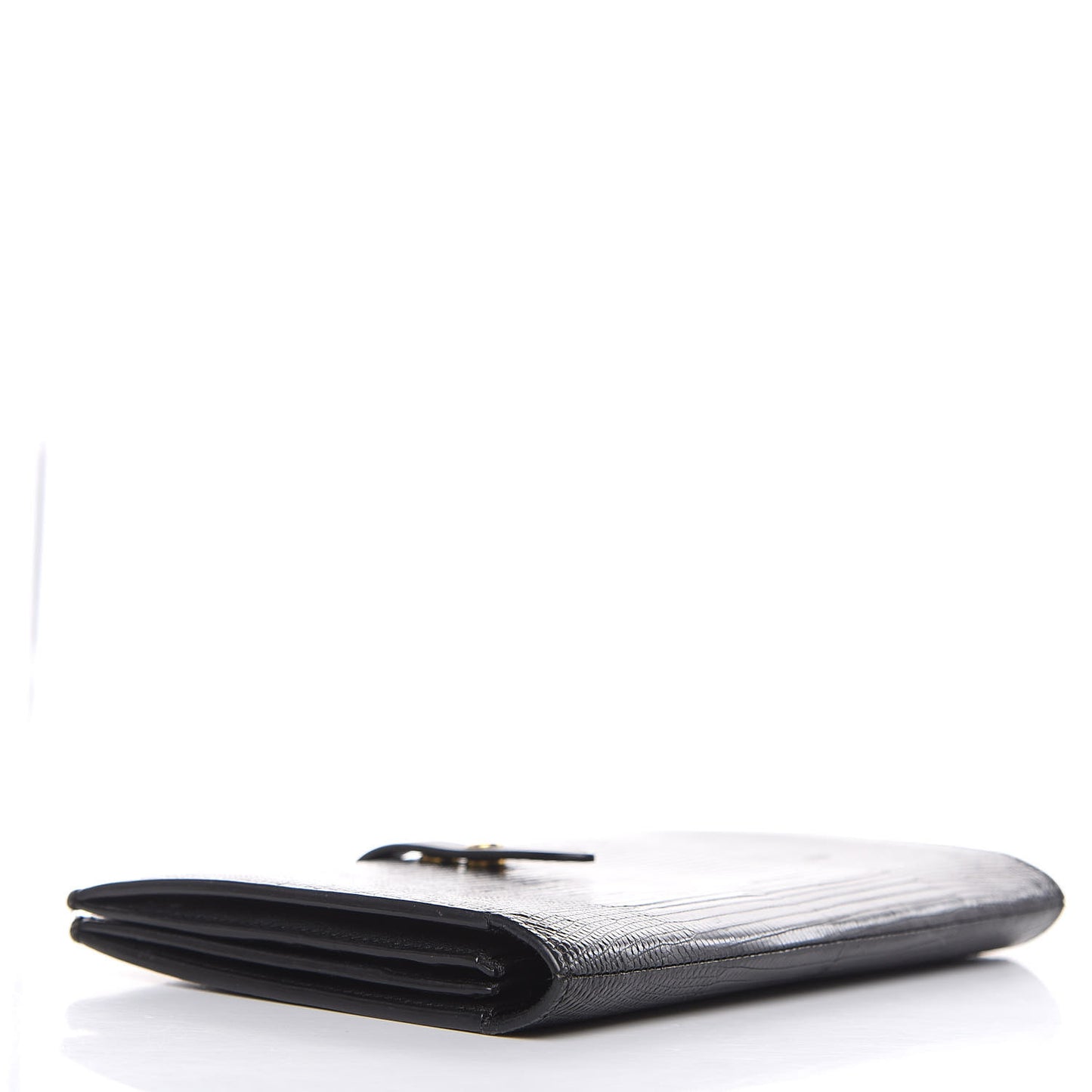 Lizard Calfskin Large Multifunction Strap Wallet Black