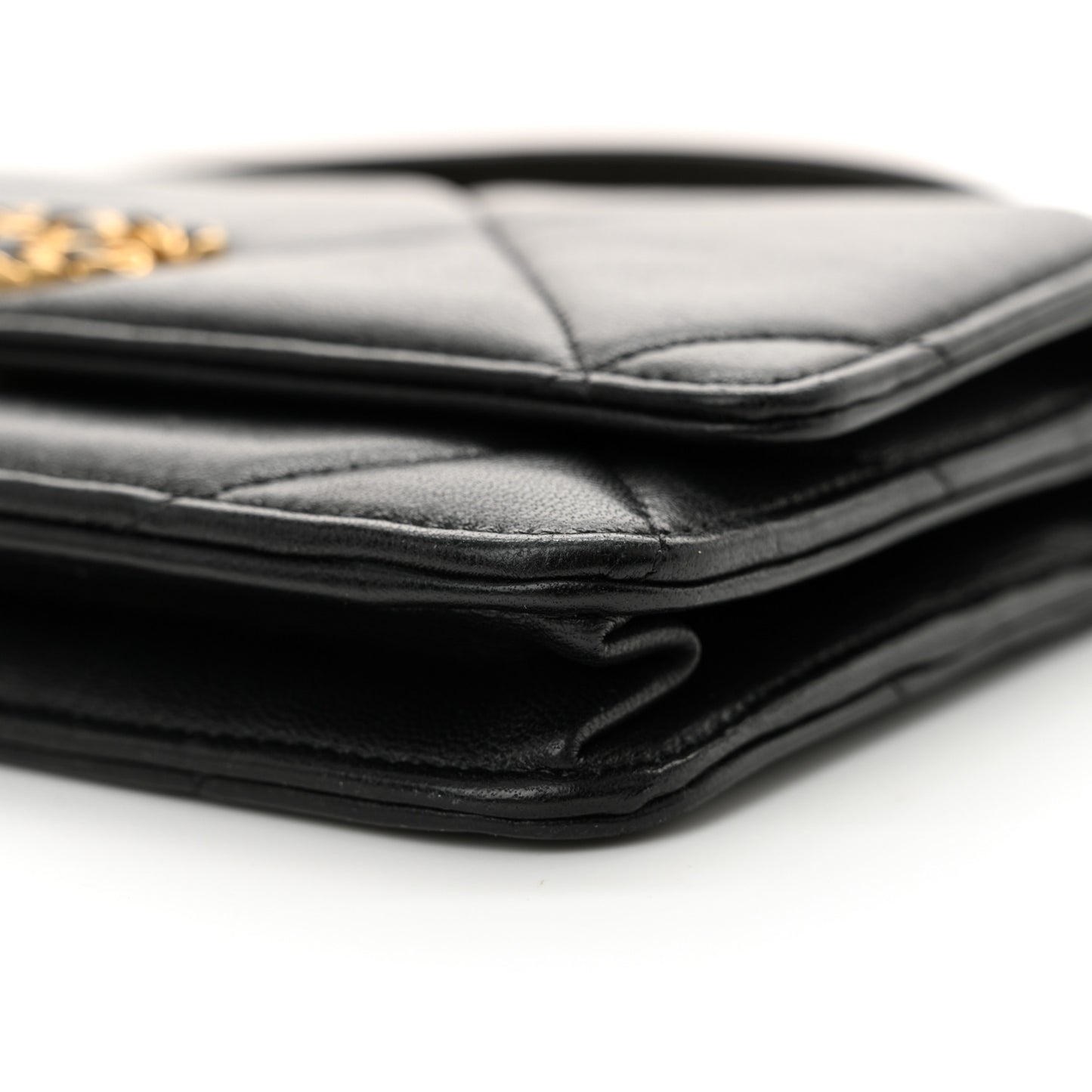 Lambskin Quilted Chanel 19 Wallet On Chain WOC Black