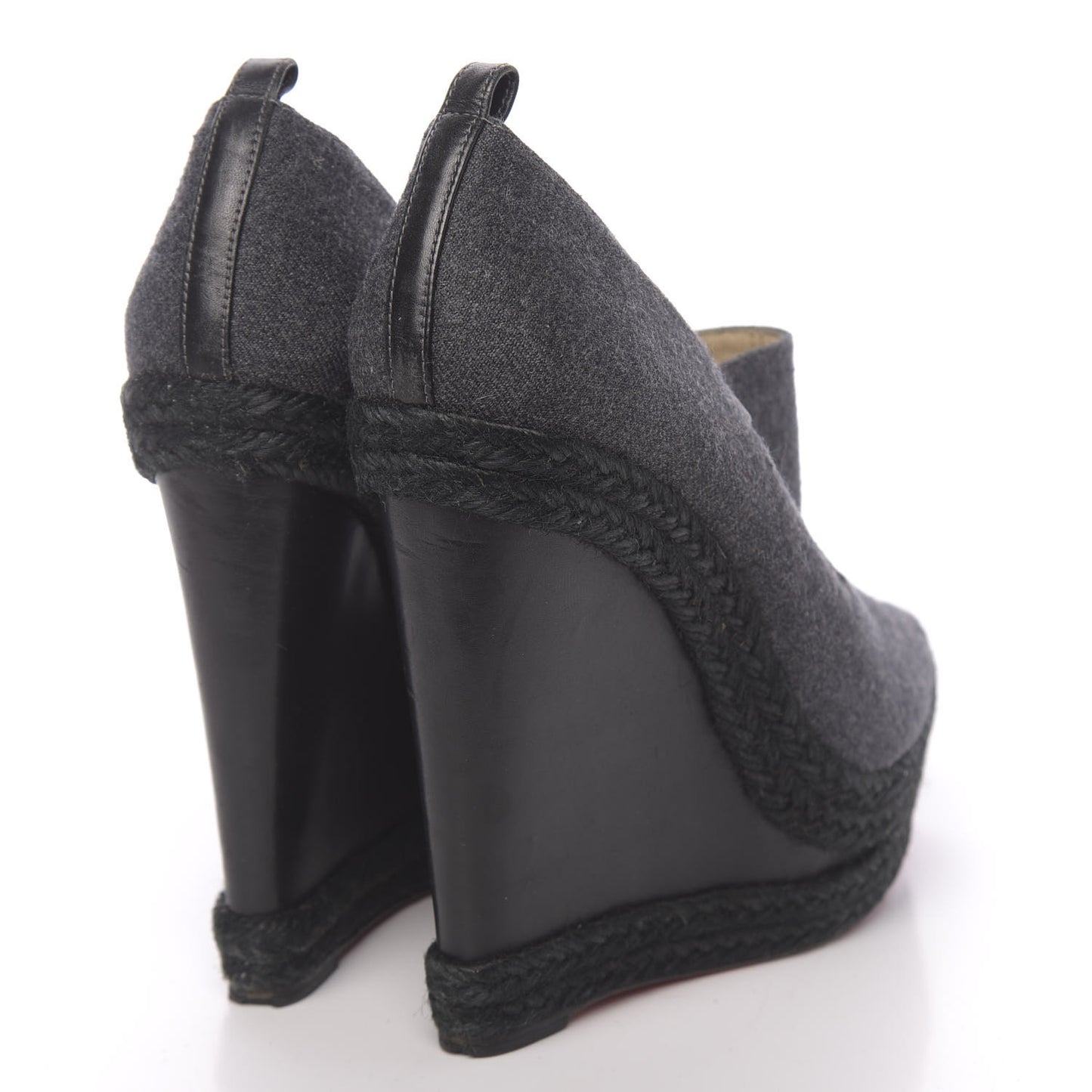 Flannel Rope Calfskin Deroba 140 Wedge Ankle Boots 40 Grey Black