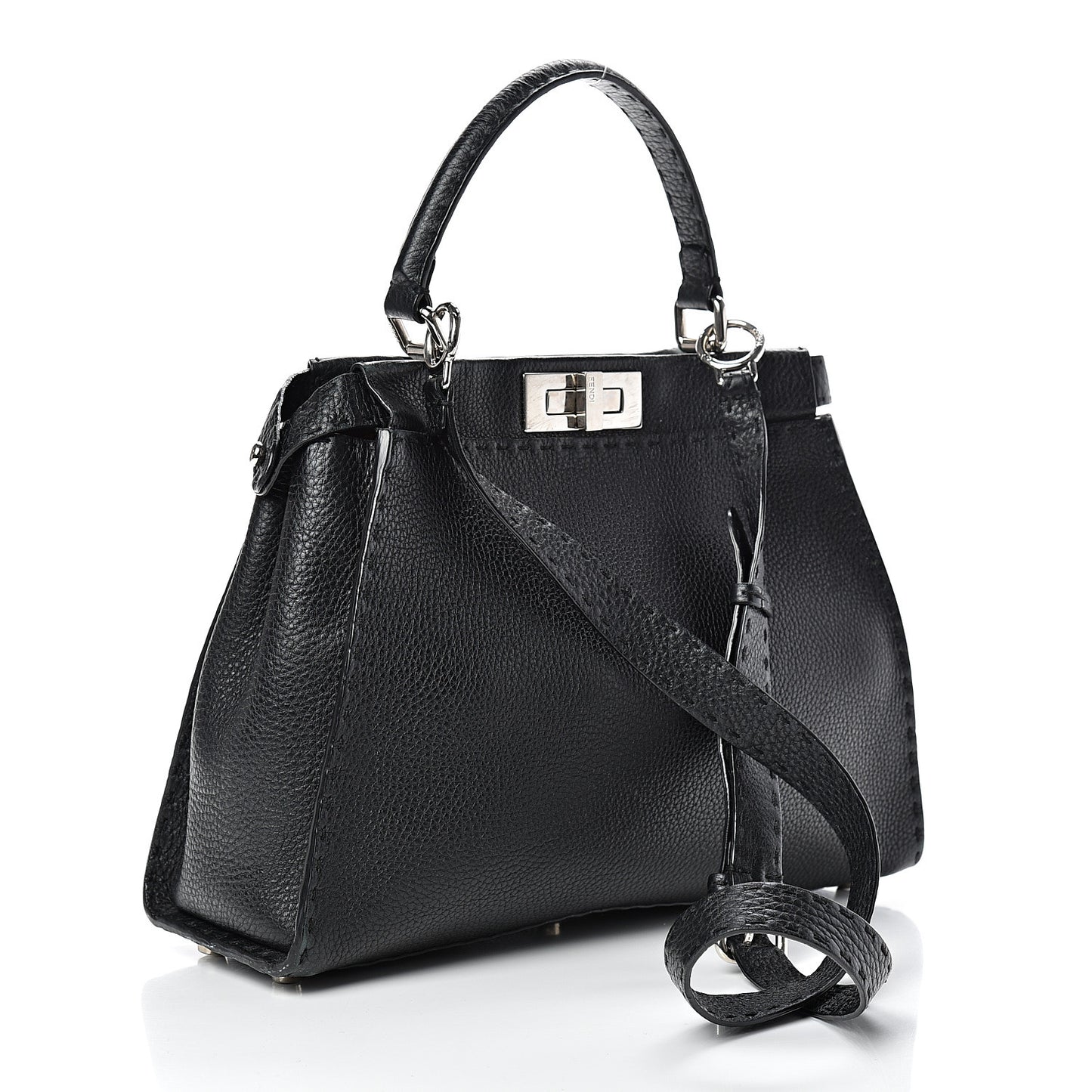 Cuoio Romano Selleria Bi-Color Medium Peekaboo Iconic Satchel Black Mou