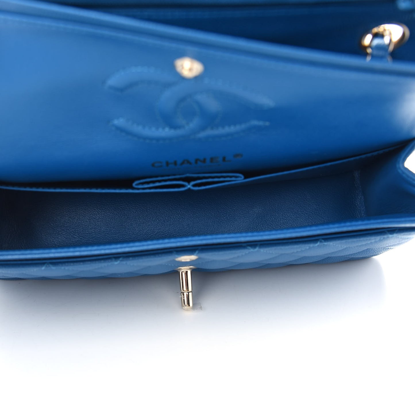 Caviar Quilted Small Double Flap Blue