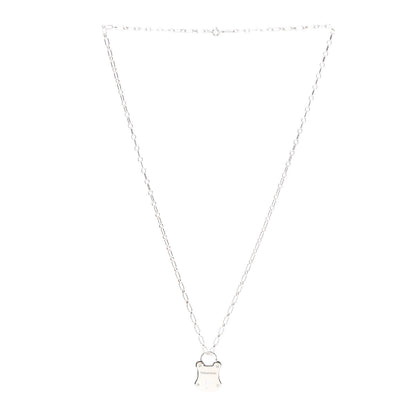 Tiffany Sterling Silver Diamond Lock Pendant Necklace 3 of 6