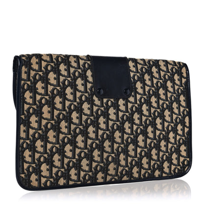 Christian Dior Monogram Flap Clutch Navy Blue 4 of 9