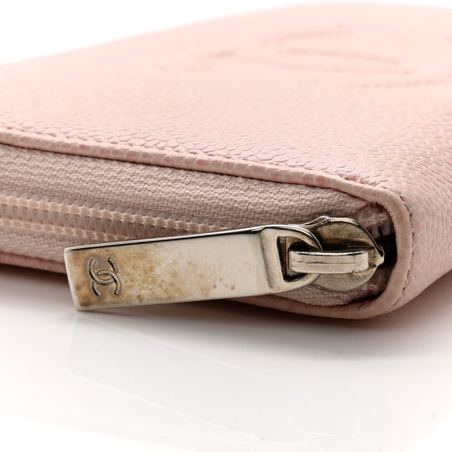 Caviar Large Timeless CC Zip Around Wallet Pink