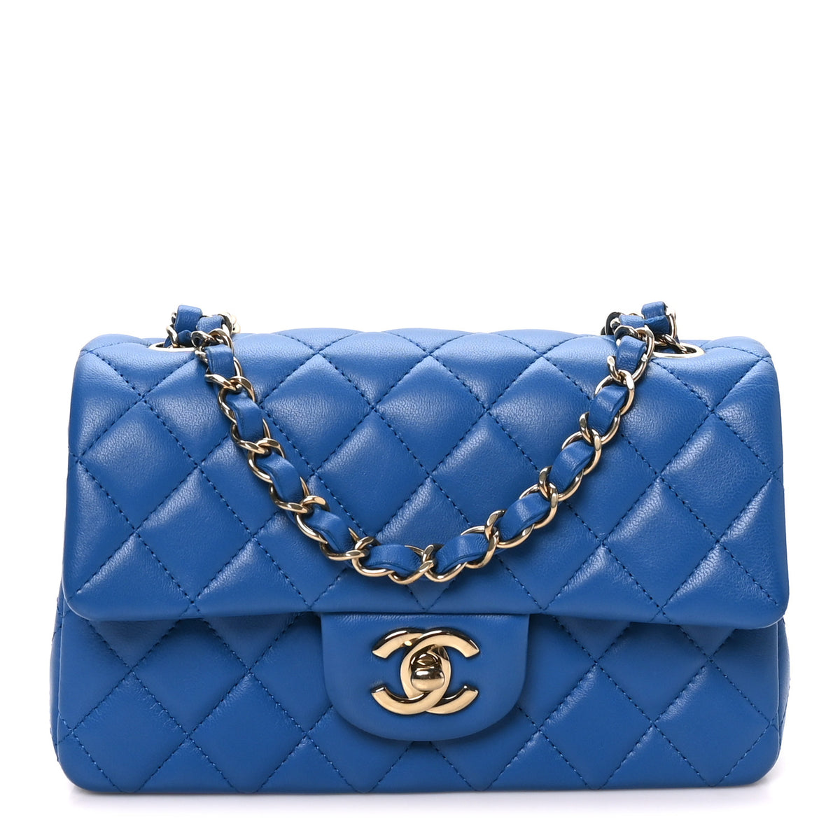 Chanel Lambskin Quilted Mini Rectangular Flap Blue 1 of 10