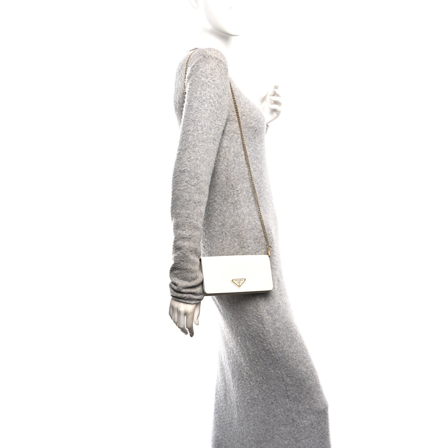 Prada Saffiano Cuir Triangle Logo Miniborse White 2 of 9