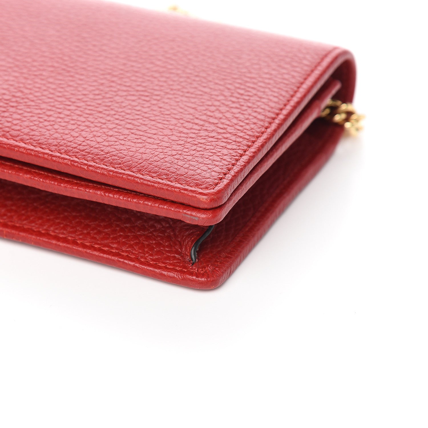 Gucci Dollar Calfskin Mini GG Marmont Chain Wallet Hibiscus Red 7 of 10