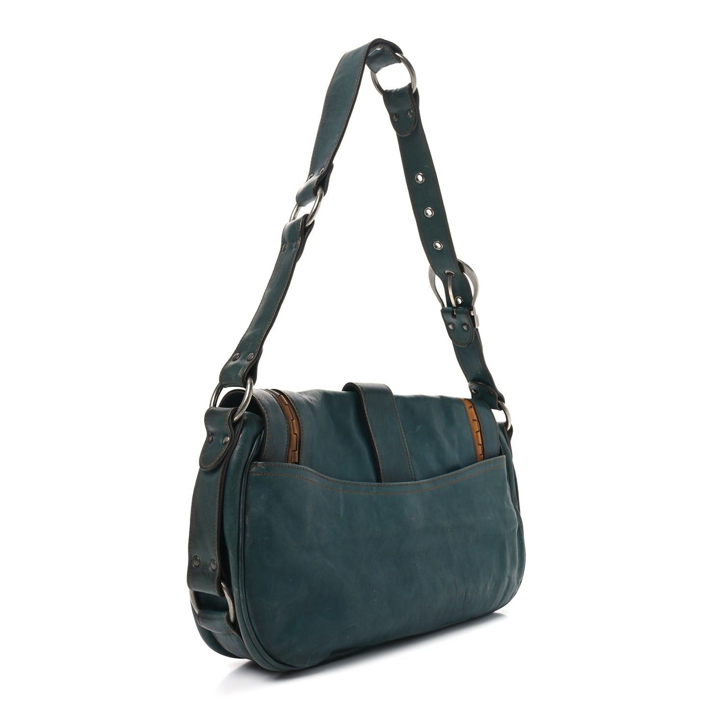Calfskin Medium Gaucho Double Saddle Bag Dark Blue
