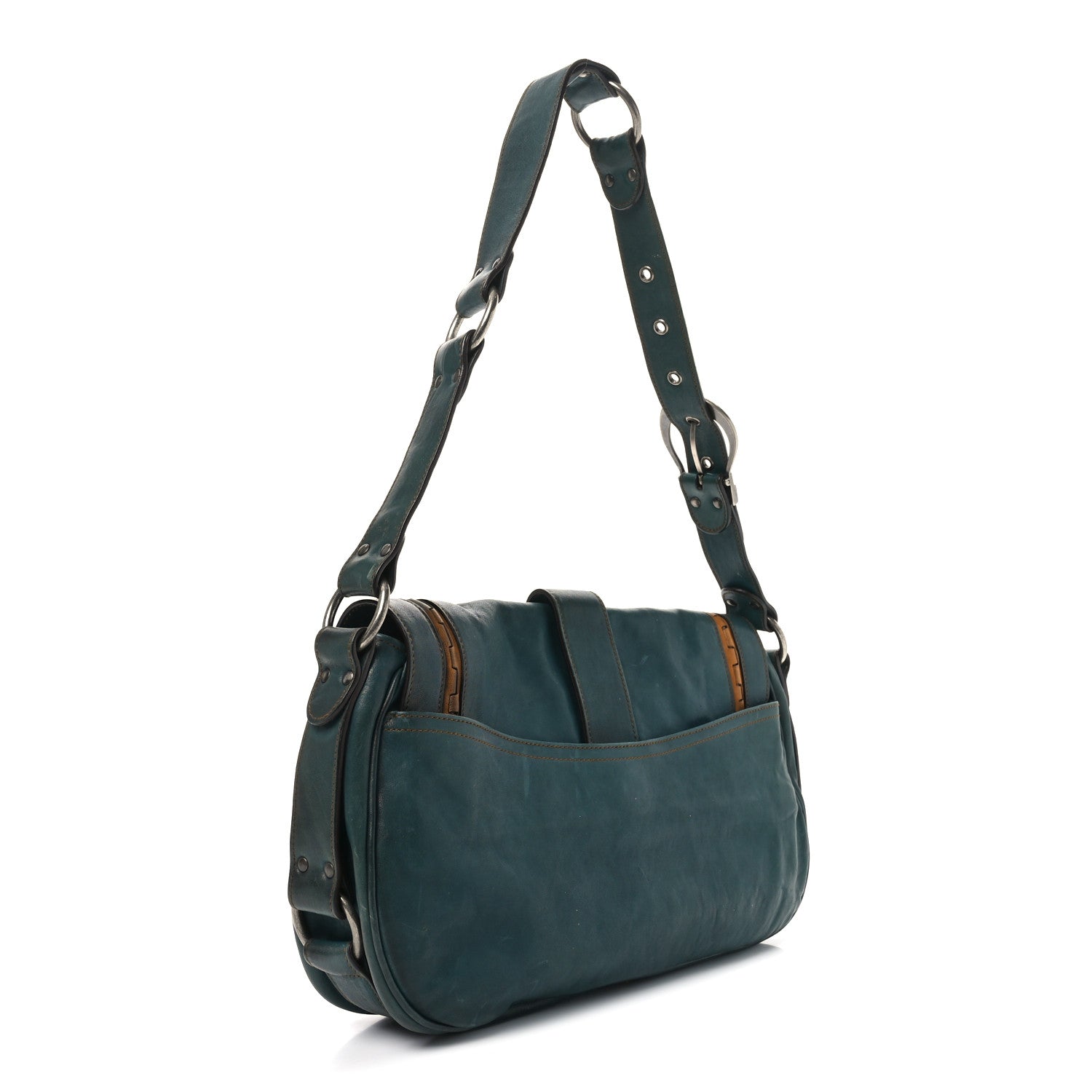 Christian Dior Calfskin Medium Gaucho Double Saddle Bag Dark Blue 3 of 10