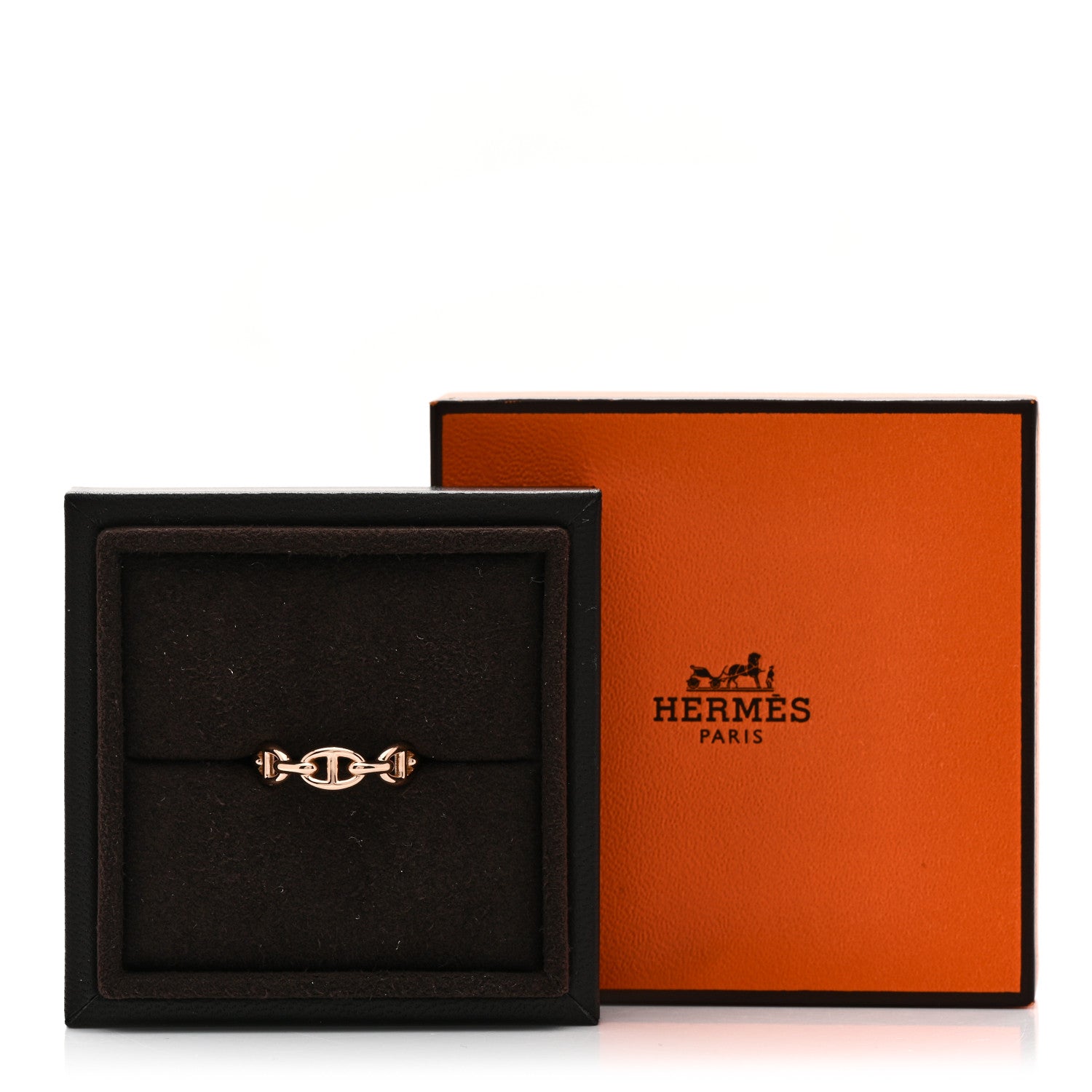 Hermes 18K Rose Gold PM Chaine d'Ancre Enchainee Ring 56 7.5 7 of 7