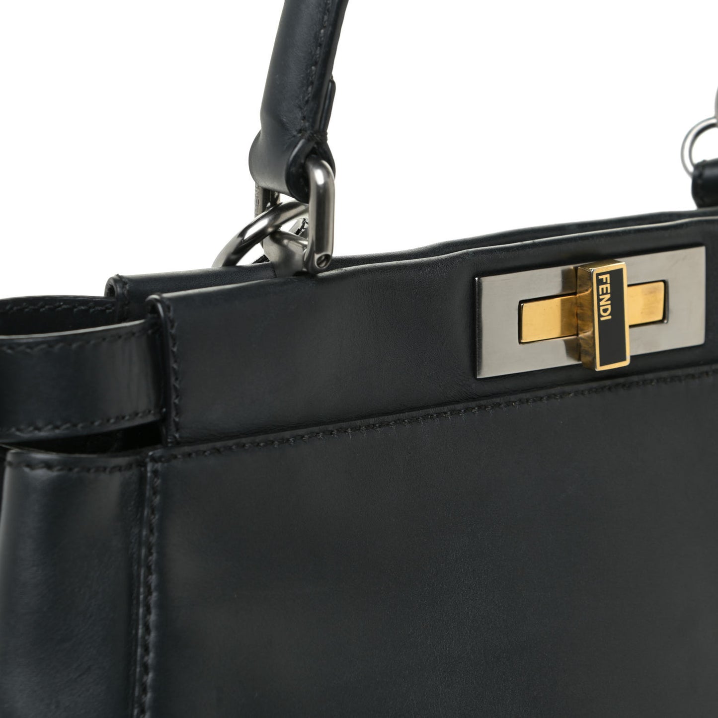 Vitello Suede Medium Peekaboo Iconic Satchel Black