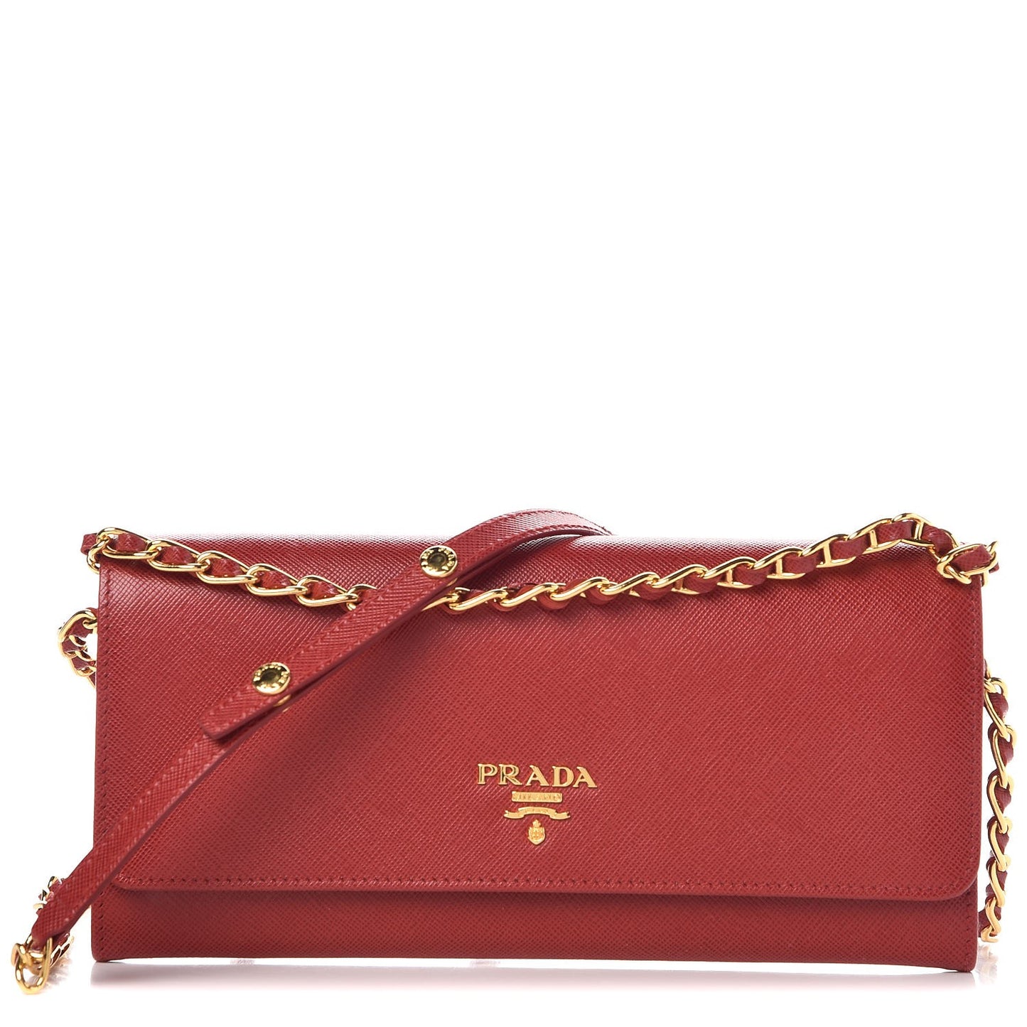 Saffiano Metal Oro Chain Wallet Fuoco