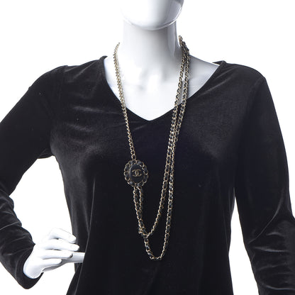 Chanel Lambskin CC Long Chain Necklace Black Gold 2 of 6