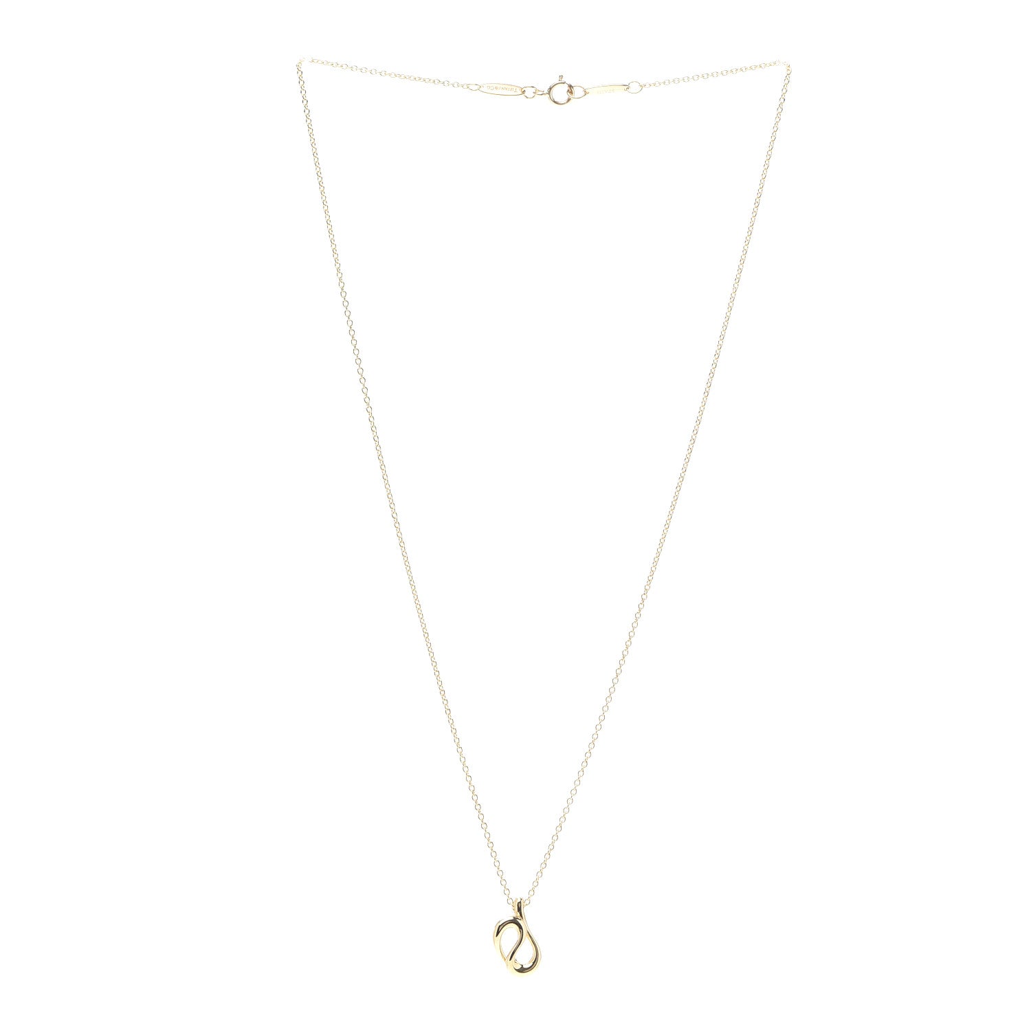 Tiffany 18K Yellow Gold Elsa Peretti Open Wave Necklace 3 of 7