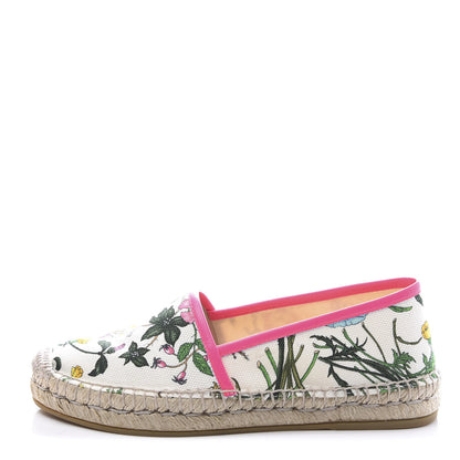 Gucci Canvas Flora Print Espadrilles 36 White Multicolor Fuxia 1 of 9