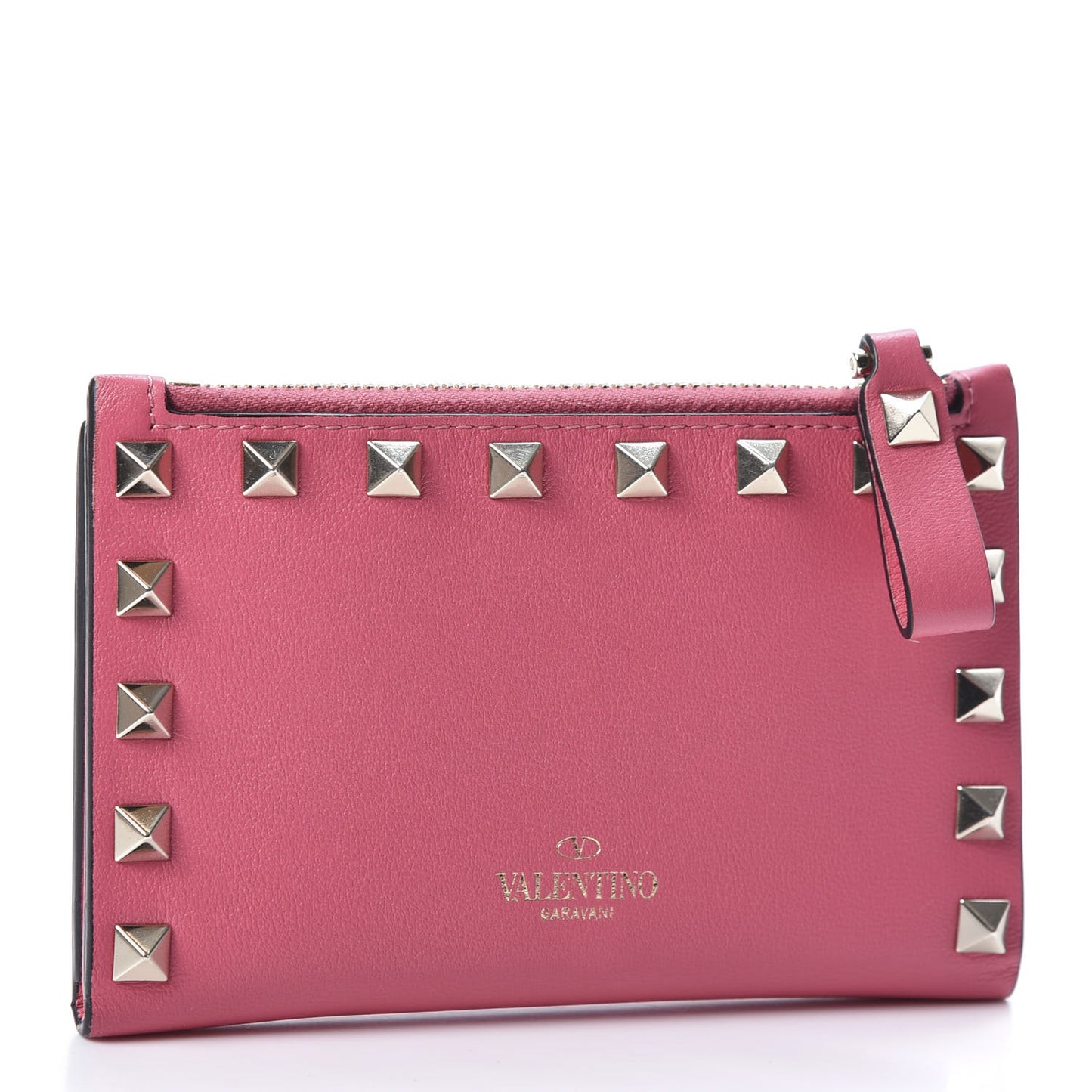 Vitello Rockstud Coin Case Card Holder Shadow Pink