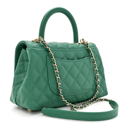 Chanel Caviar Quilted Mini Coco Handle Flap Green 3 of 14