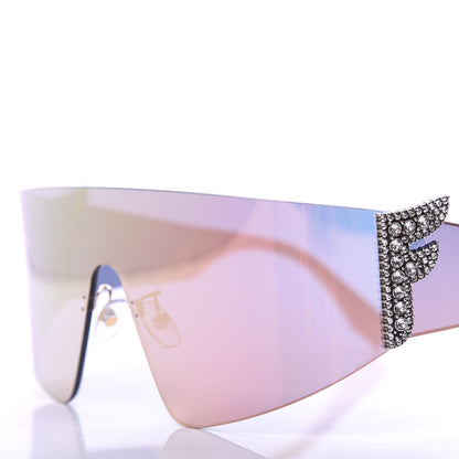 Fendi Mirrored Crystal Embellished FFreedom Shield Sunglasses FF 0382/S Pink 7 of 8