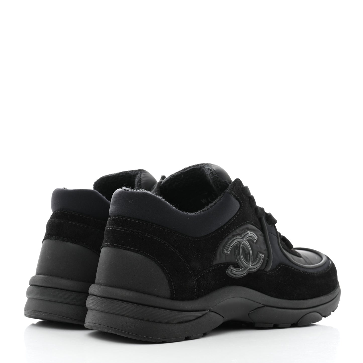 Fabric Calfskin Suede CC Sneakers 37 Black