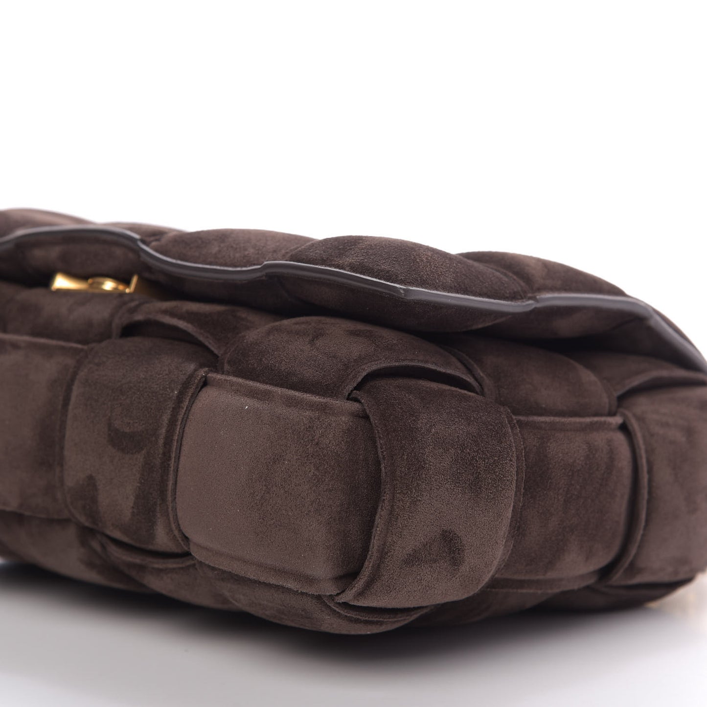 Suede Maxi Intrecciato Padded Chain Cassette Crossbody Bag Fondant