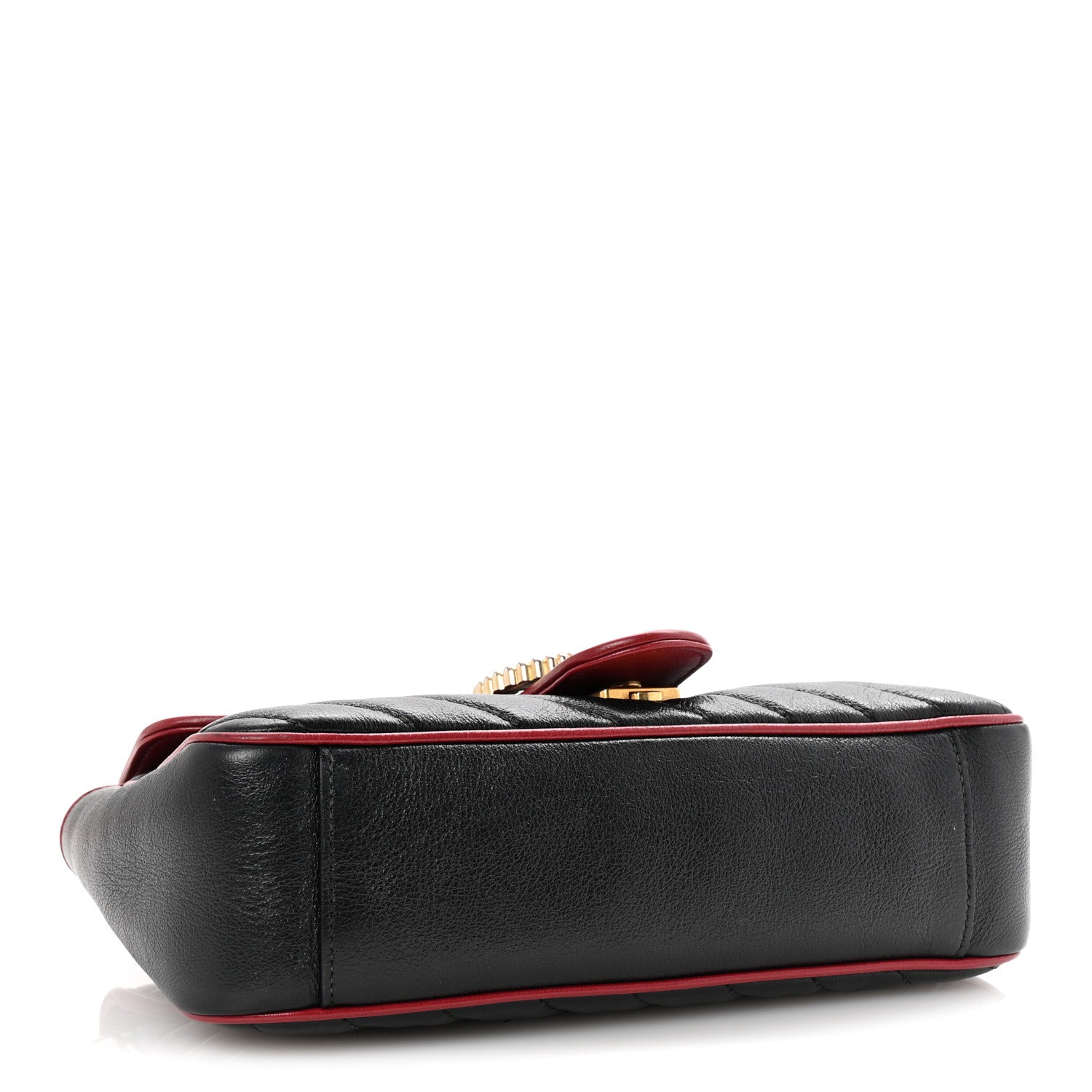 Gucci Vintage Effect Calfskin Matelasse Diagonal Small Torchon GG Marmont Shoulder Bag Black Romantic Cherry 4 of 10