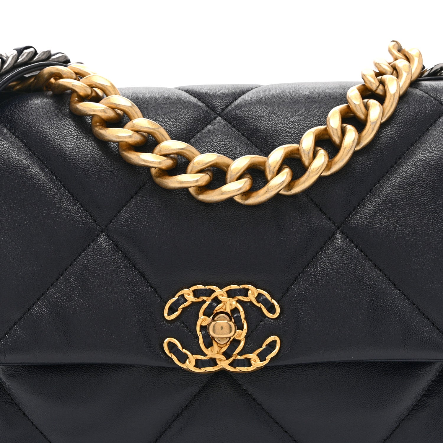Chanel Lambskin Quilted Large Chanel 19 Flap Navy Blue 8 of 10
