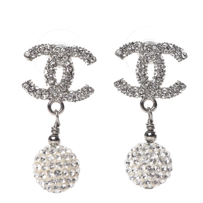Chanel Crystal CC Drop Earrings Silver 1 of 5