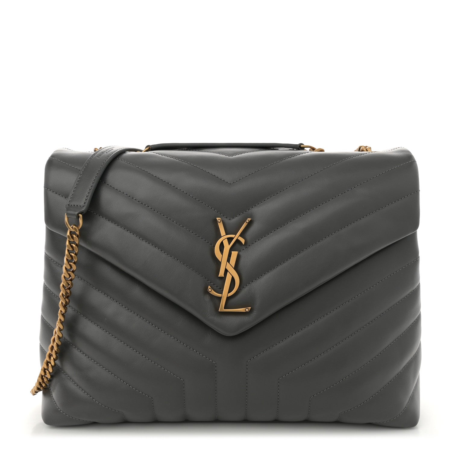 Saint Laurent Calfskin Y Quilted Monogram Medium Loulou Chain Satchel Storm 1 of 10