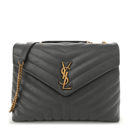 Saint Laurent Calfskin Y Quilted Monogram Medium Loulou Chain Satchel Storm 1 of 10