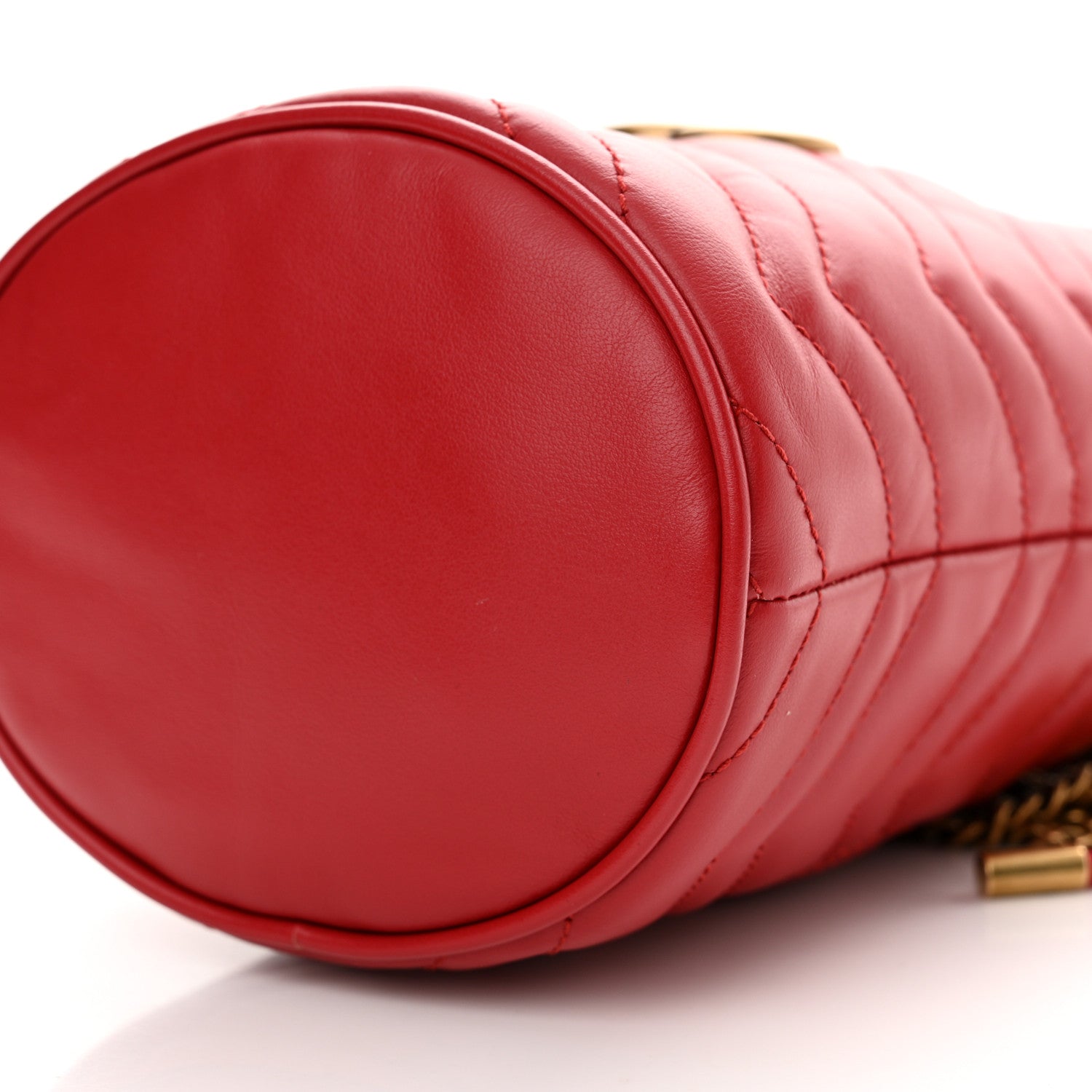 Gucci Calfskin Matelasse Mini GG Marmont 2.0 Bucket Bag Hibiscus Red 10 of 11