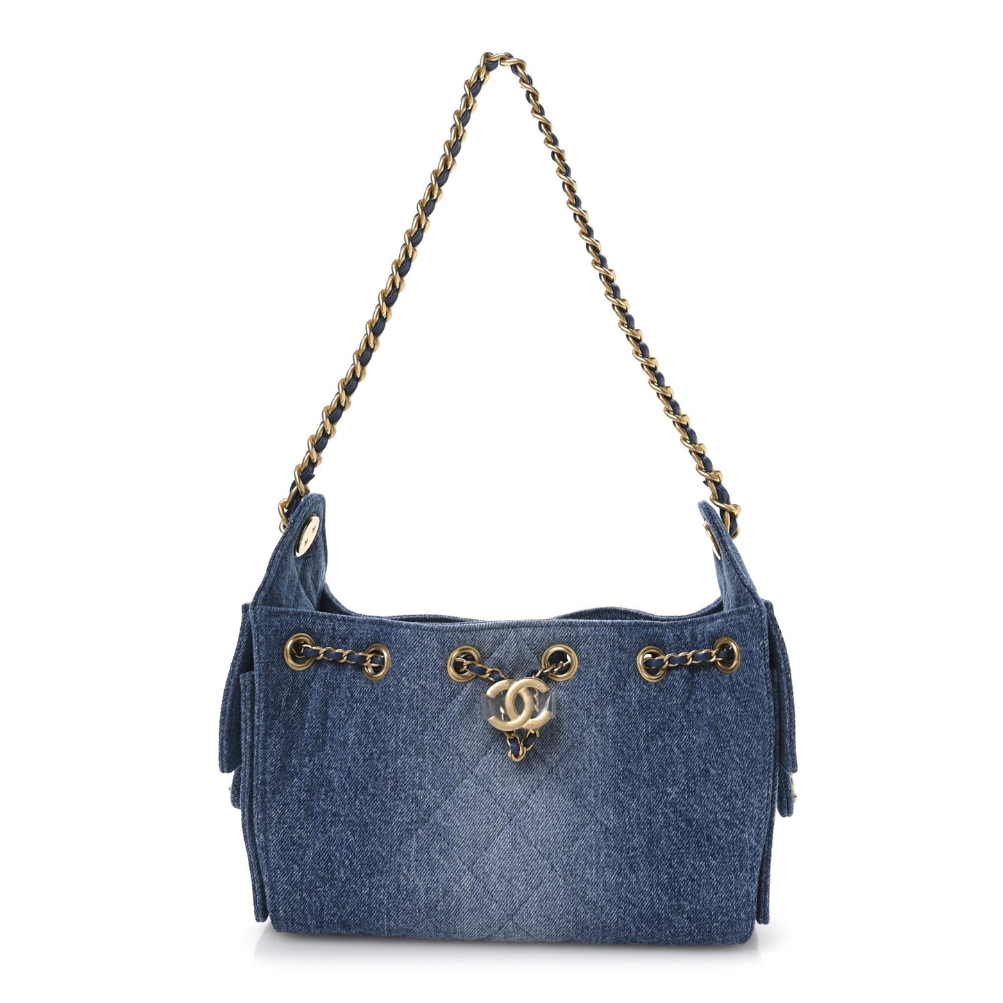 Washed Denim Quilted Mini Chanel 25 Handbag Blue