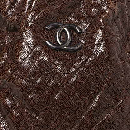Chanel Distressed Glazed Caviar Quilted Large Elastic Tote Brown 7 of 12