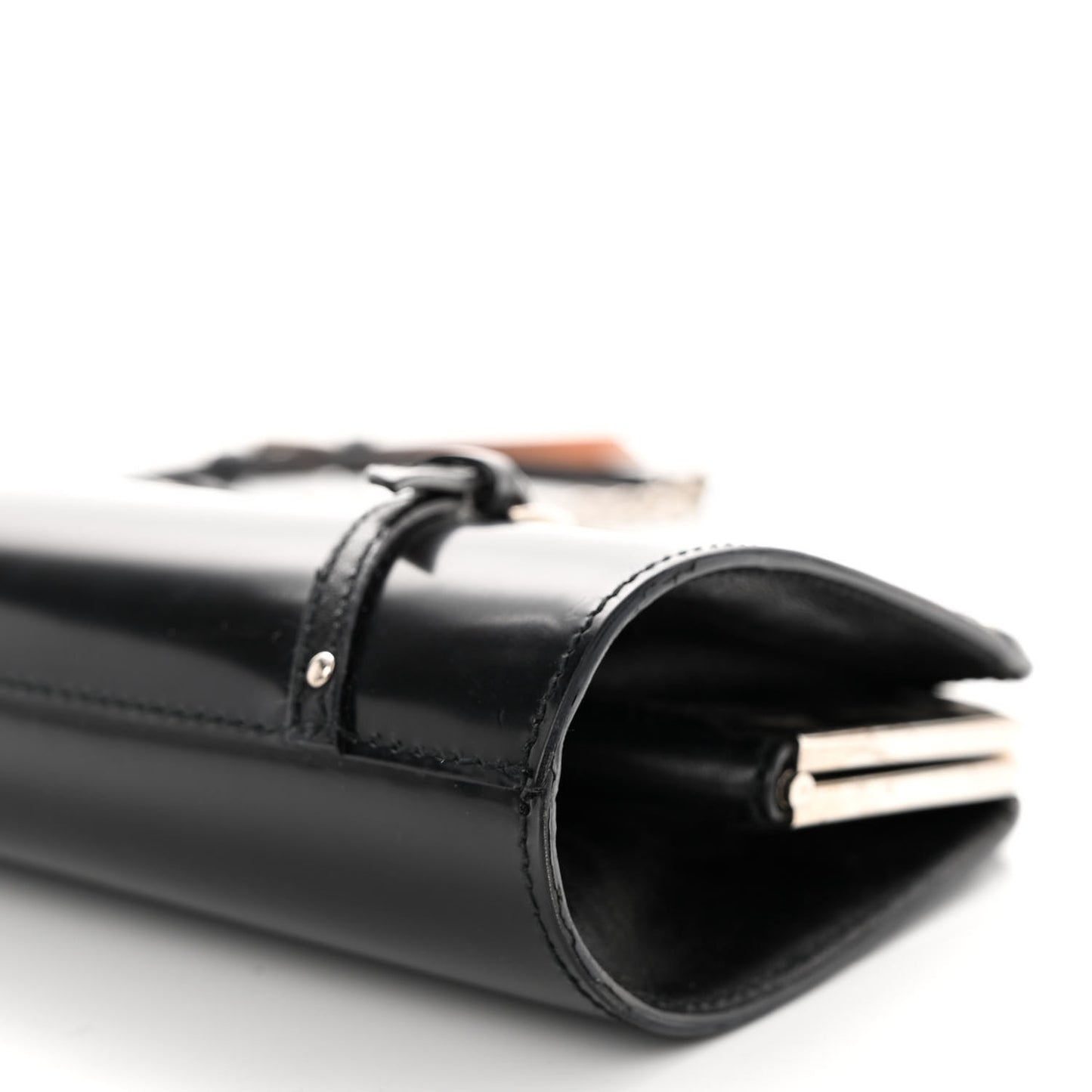 Glazed Calfskin Bondage Clutch Black