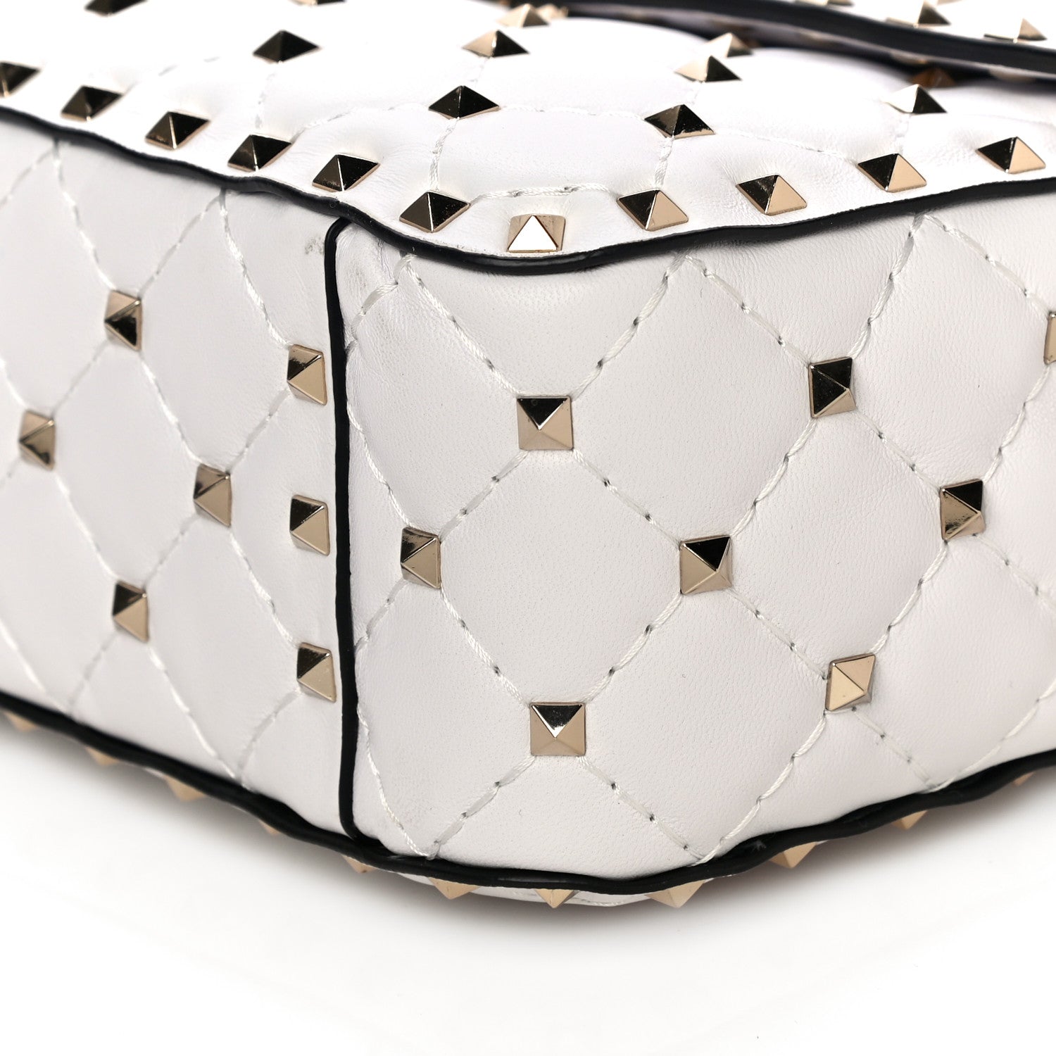 Valentino Garavani Lambskin Medium Rockstud Spike Shoulder Bag White 9 of 9
